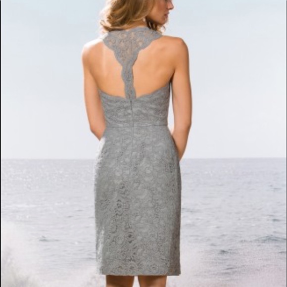 Silver Lace Halter Knee Length - Picture 2 of 12